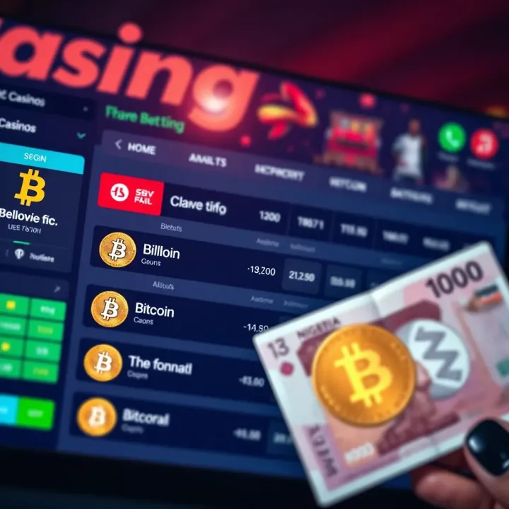 Secure online betting platform interface showing cryptocurrency options and Nigerian naira