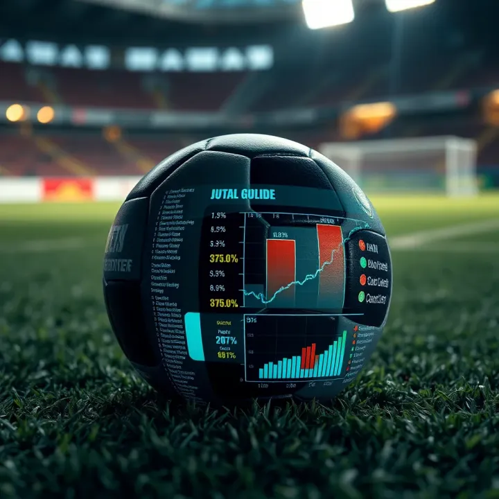 Detailed football pitch with strategic score prediction data overlays