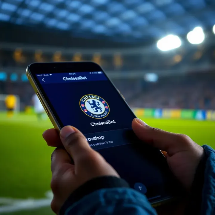 Mobile device screen showing ChelseaBet app loading with troubleshooting icons