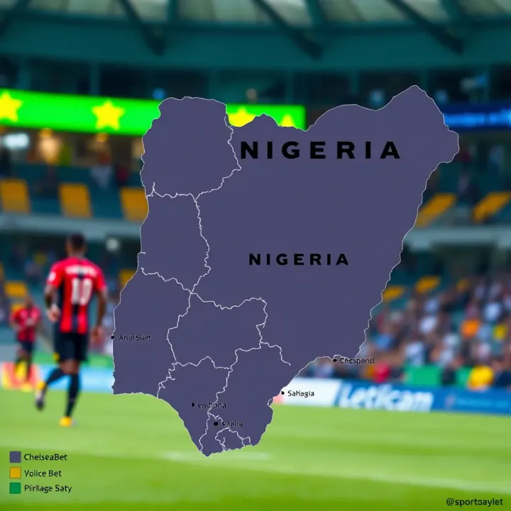 Map of Nigeria highlighting key regions engaged in sports betting activities