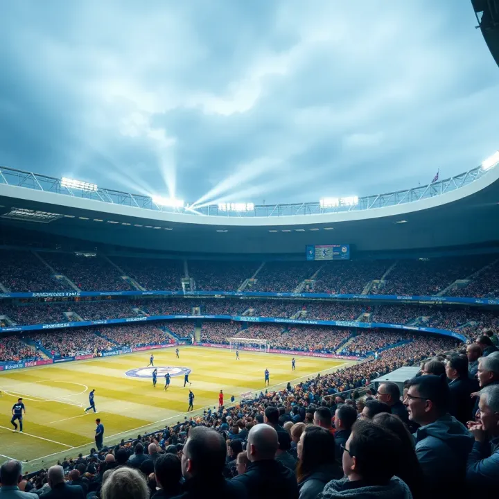 Chelsea FC stadium filled with enthusiastic fans during a football match
