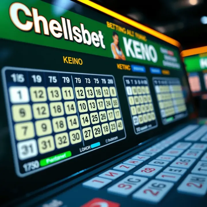 Illustration showing the Chelseabet Keno betting interface with numbers and selections
