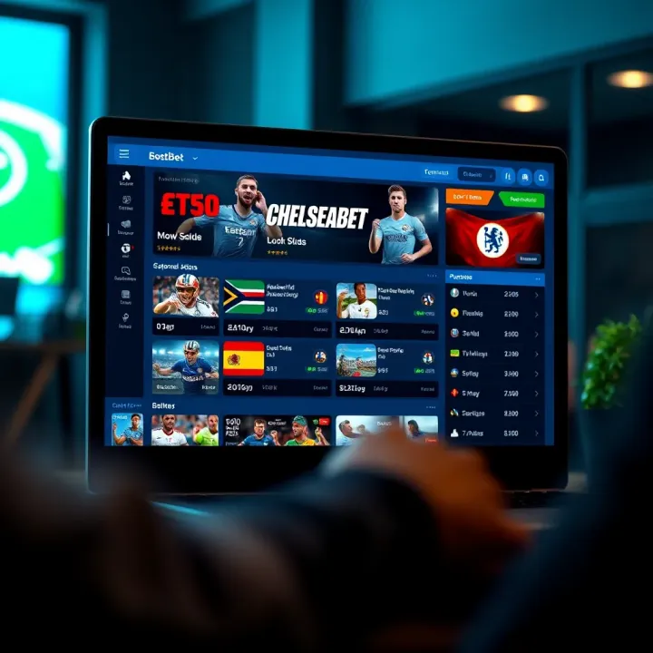 User interface displaying various sports betting options on Chelseabet web shop platform