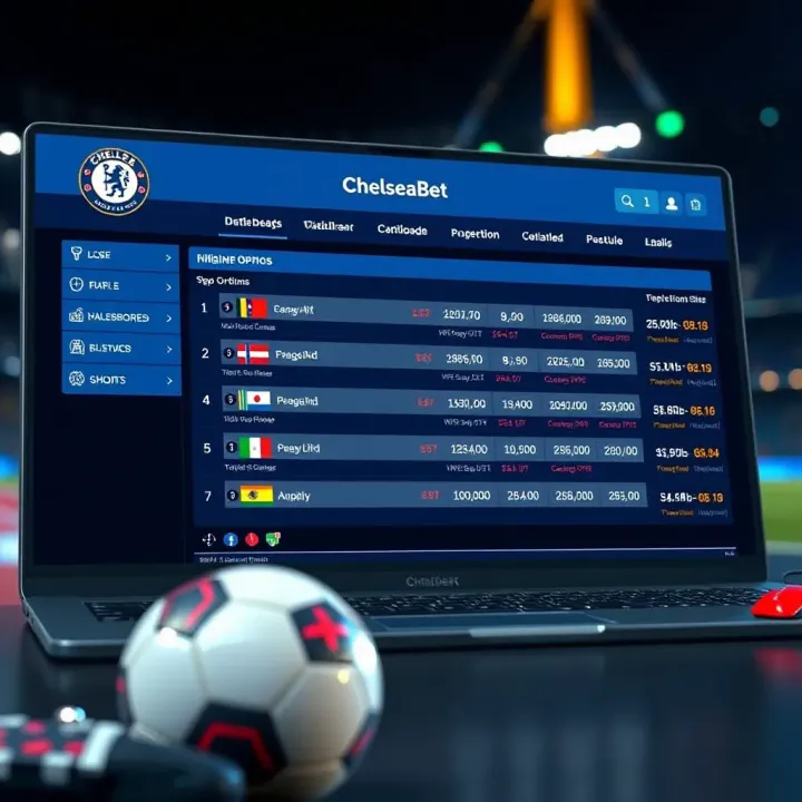 Dashboard of ChelseaBet displaying betting options and odds