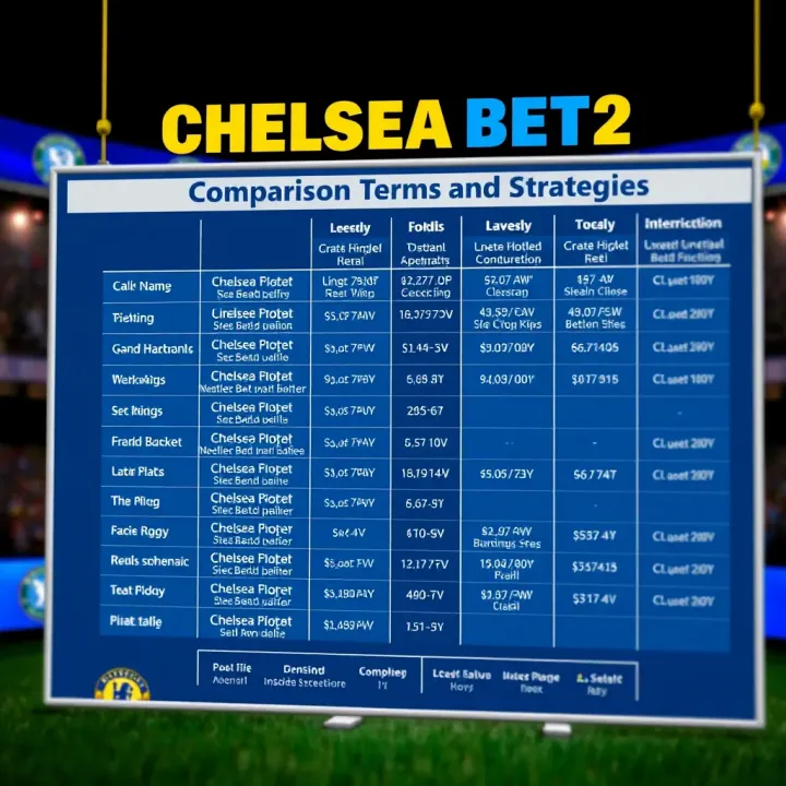 Comparison chart showing various betting terms and strategies used on ChelseaBet