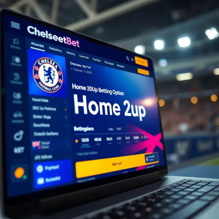 Screenshot of ChelseaBet platform highlighting the home 2up betting option with odds and match details